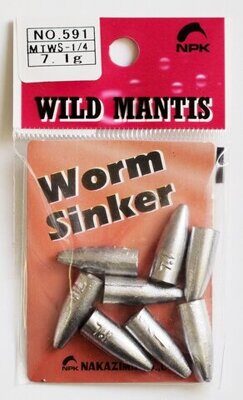 Груз NAKAZIMA Worm Sinker Natural (ПУЛЯ) 1/16 1.8g #588 (1 штука)