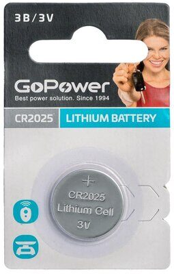 Батарейка GoPower CR2025 BL1 Lithium 3V